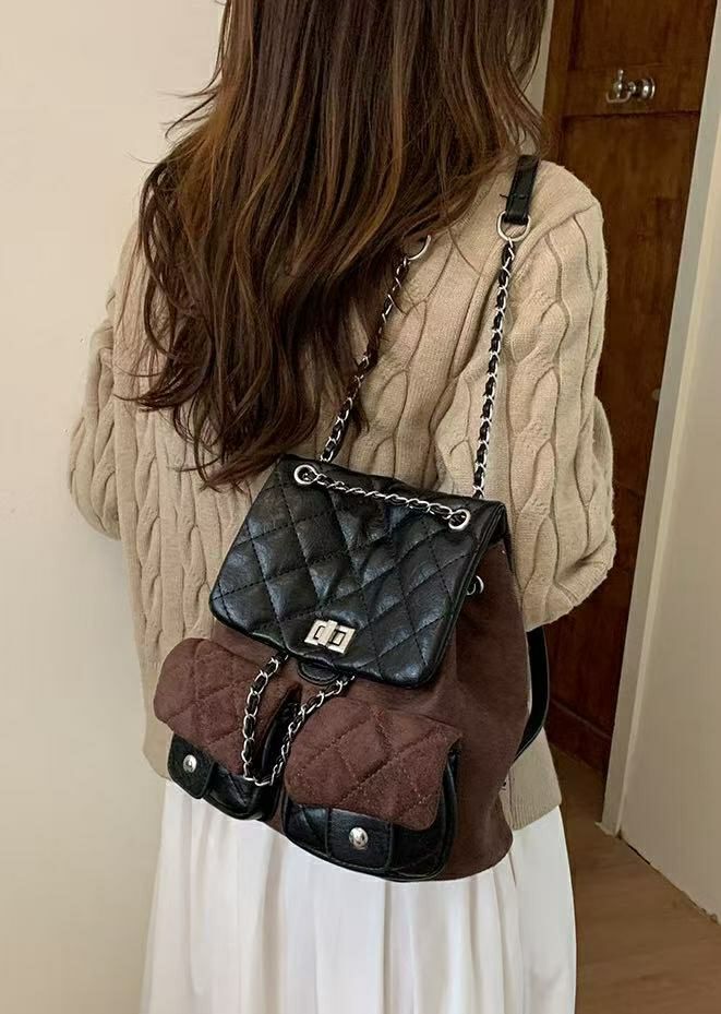 TROUVAILLE東大門㊣實拍女士新款25秋冬休閑雙肩背包絨面革TROUVAILLE雙肩背包