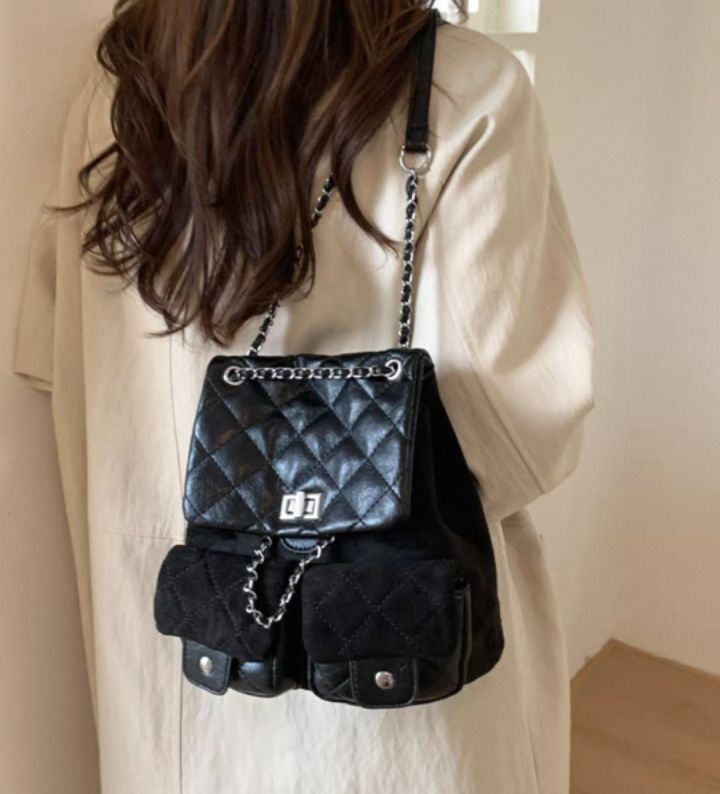 TROUVAILLE東大門㊣實拍女士新款25秋冬休閑雙肩背包絨面革TROUVAILLE雙肩背包