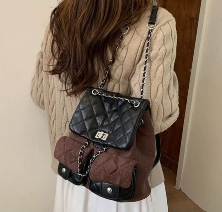 TROUVAILLE東大門㊣實拍女士新款25秋冬休閑雙肩背包絨面革TROUVAILLE雙肩背包