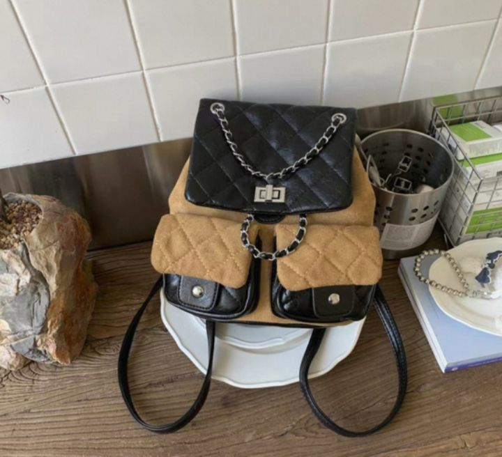 TROUVAILLE東大門㊣實拍女士新款25秋冬休閑雙肩背包絨面革TROUVAILLE雙肩背包