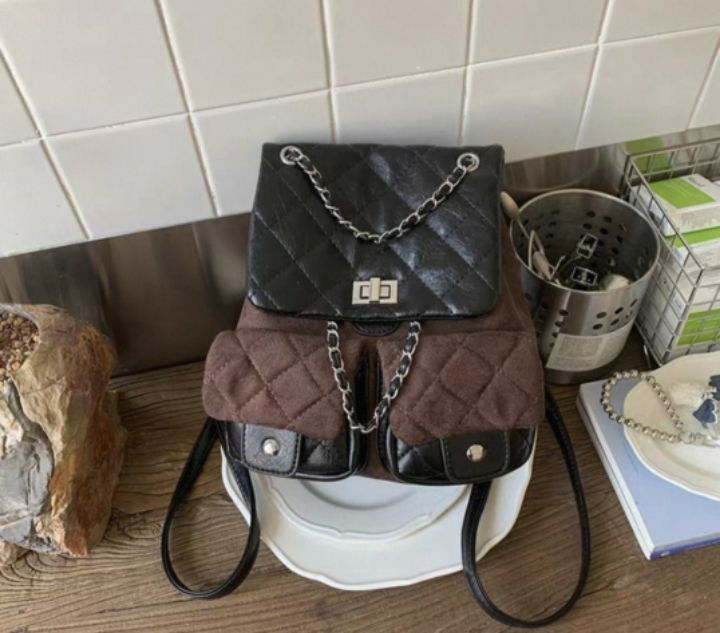 TROUVAILLE東大門㊣實拍女士新款25秋冬休閑雙肩背包絨面革TROUVAILLE雙肩背包