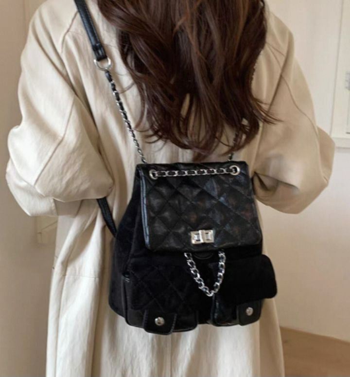 TROUVAILLE東大門㊣實拍女士新款25秋冬休閑雙肩背包絨面革TROUVAILLE雙肩背包圖色1