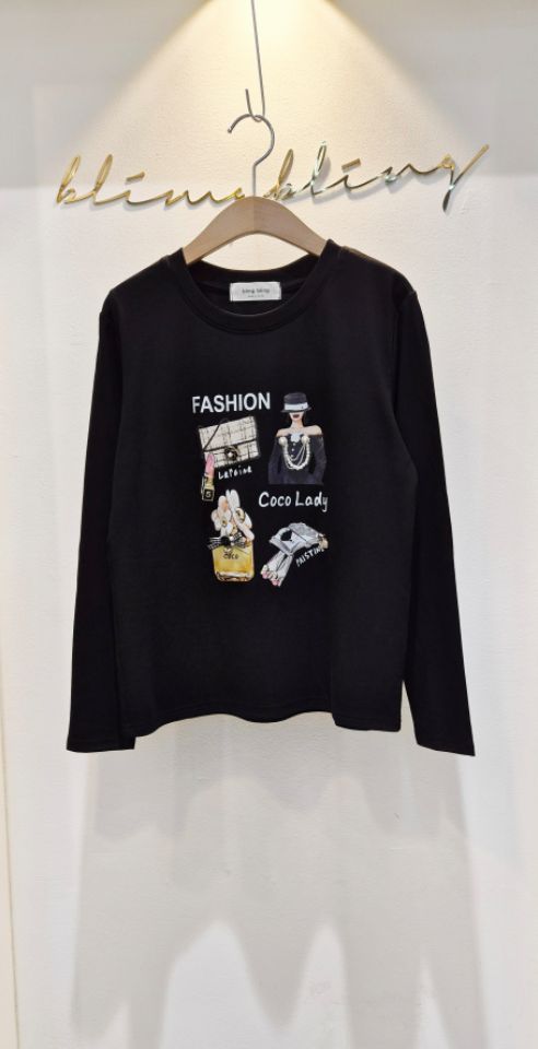 RICO韓國代購㊣女士新品推薦職業休閑時尚人氣25秋冬長袖T恤bling bling/RICO長袖T恤圖色1