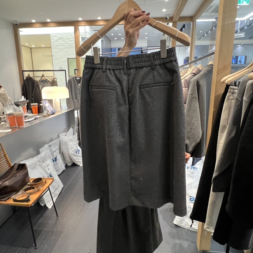 OBJECT東大門㊣代購女裝新品時尚熱賣25秋冬半身裙中短裙羊毛OBJECT半身裙/中短裙