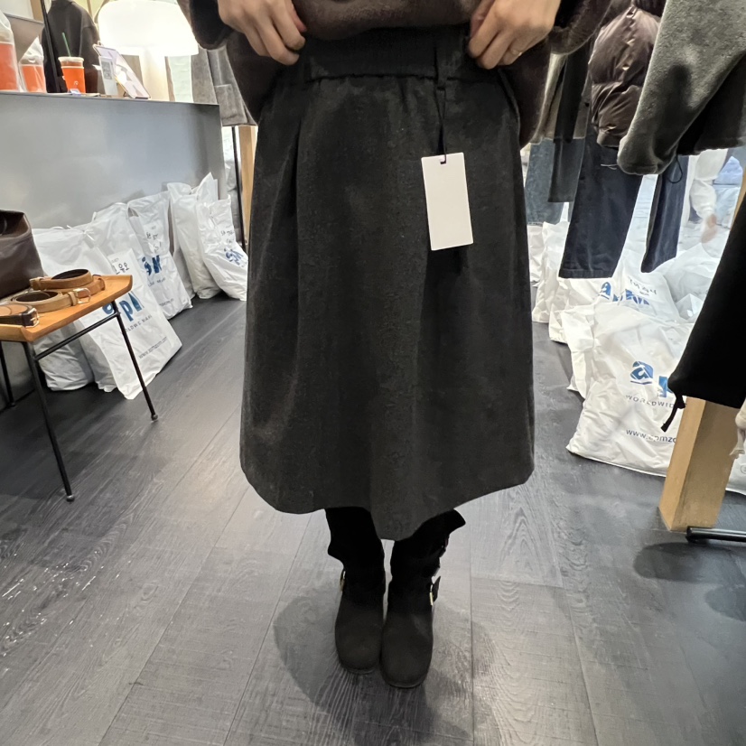 OBJECT東大門㊣代購女裝新品時尚熱賣25秋冬半身裙中短裙羊毛OBJECT半身裙/中短裙圖色2