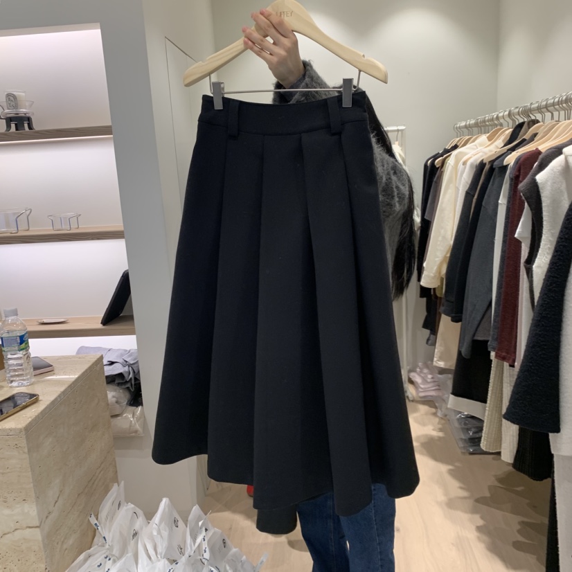 LIFFEY韓國代購㊣女士新品人氣熱賣25秋冬長裙百褶羊毛褶裙LIFFEY長裙圖色2