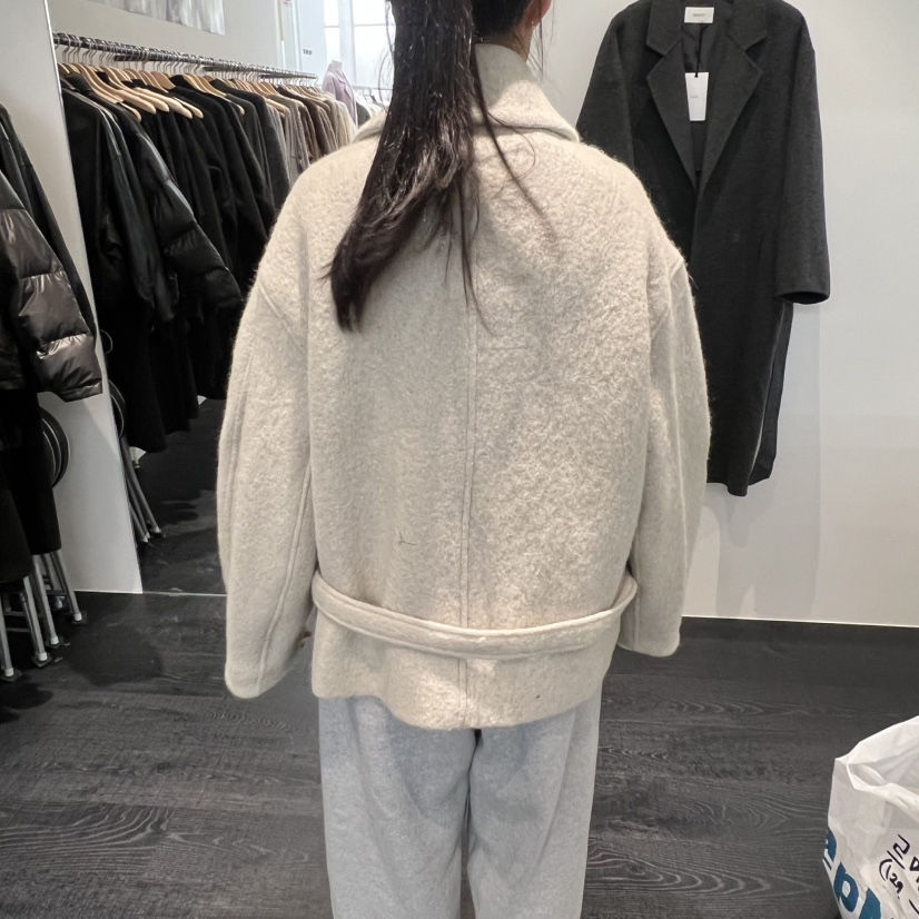OBJECT韓國直郵㊣女士新款時尚人氣推薦短款大衣羊駝毛含腰帶OBJECT短款大衣