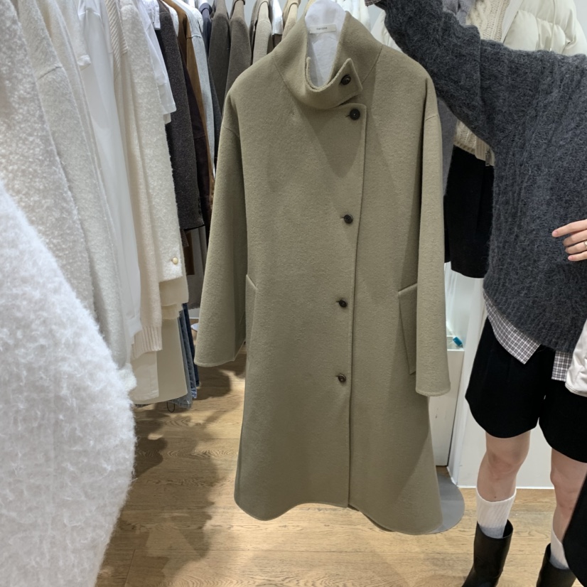 VERVEINE東大門㊣直郵女士新款25秋冬中長款大衣含腰帶手工高領VERVEINE中長款大衣圖色1