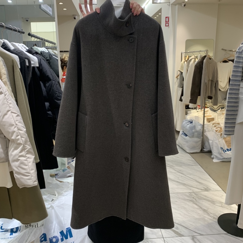 VERVEINE東大門㊣直郵女士新款25秋冬中長款大衣含腰帶手工高領VERVEINE中長款大衣圖色2
