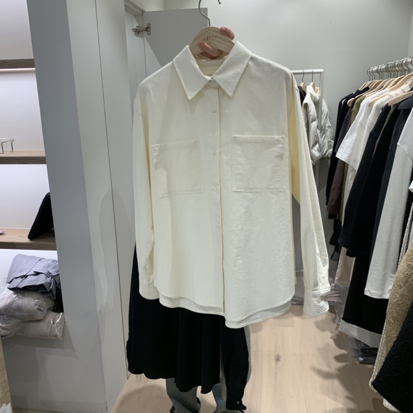 LIFFEY東大門㊣實拍女士新品休閑職業襯衫蕾絲衫燈芯絨口袋LIFFEY襯衫/蕾絲衫圖色2
