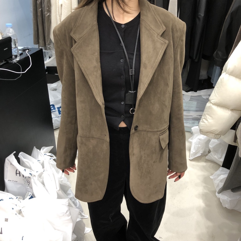 RECOVER韓國直郵㊣女士新款休閑熱賣時尚推薦25秋冬夾克絨面革RECOVER/MOMENT夾克圖色2