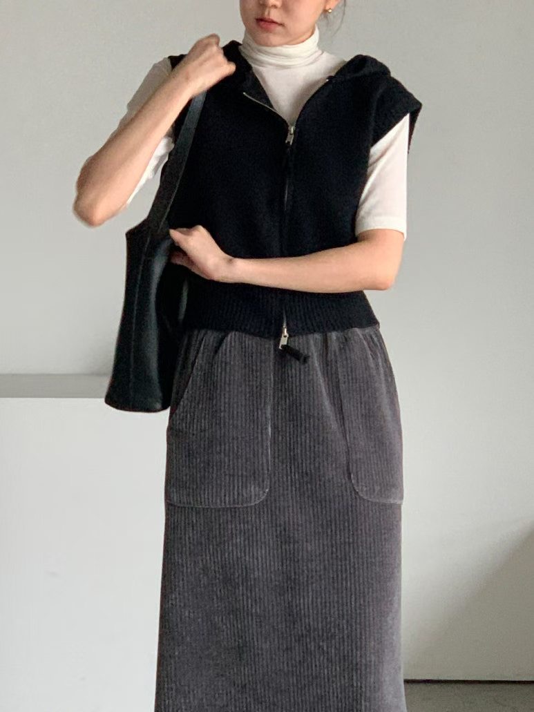 BARISTAR東大門㊣代購女裝新品25秋冬馬甲不含內搭兩件套連帽衫BARISTAR馬甲圖色2