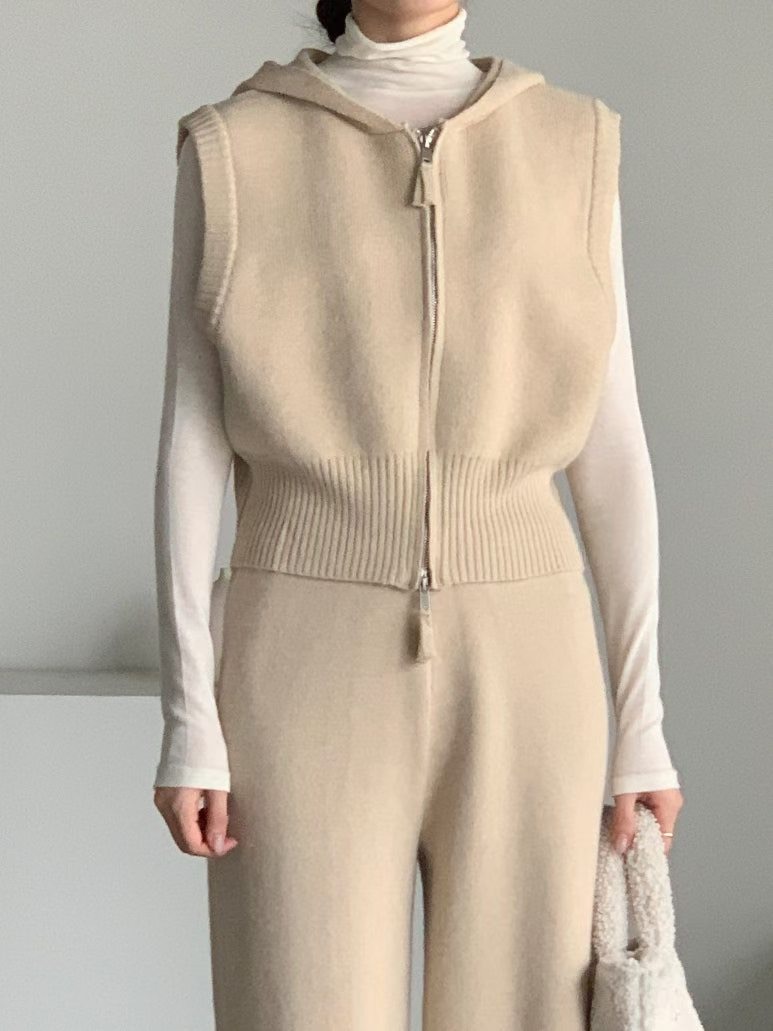 BARISTAR東大門㊣代購女裝新品25秋冬馬甲不含內搭兩件套連帽衫BARISTAR馬甲圖色3