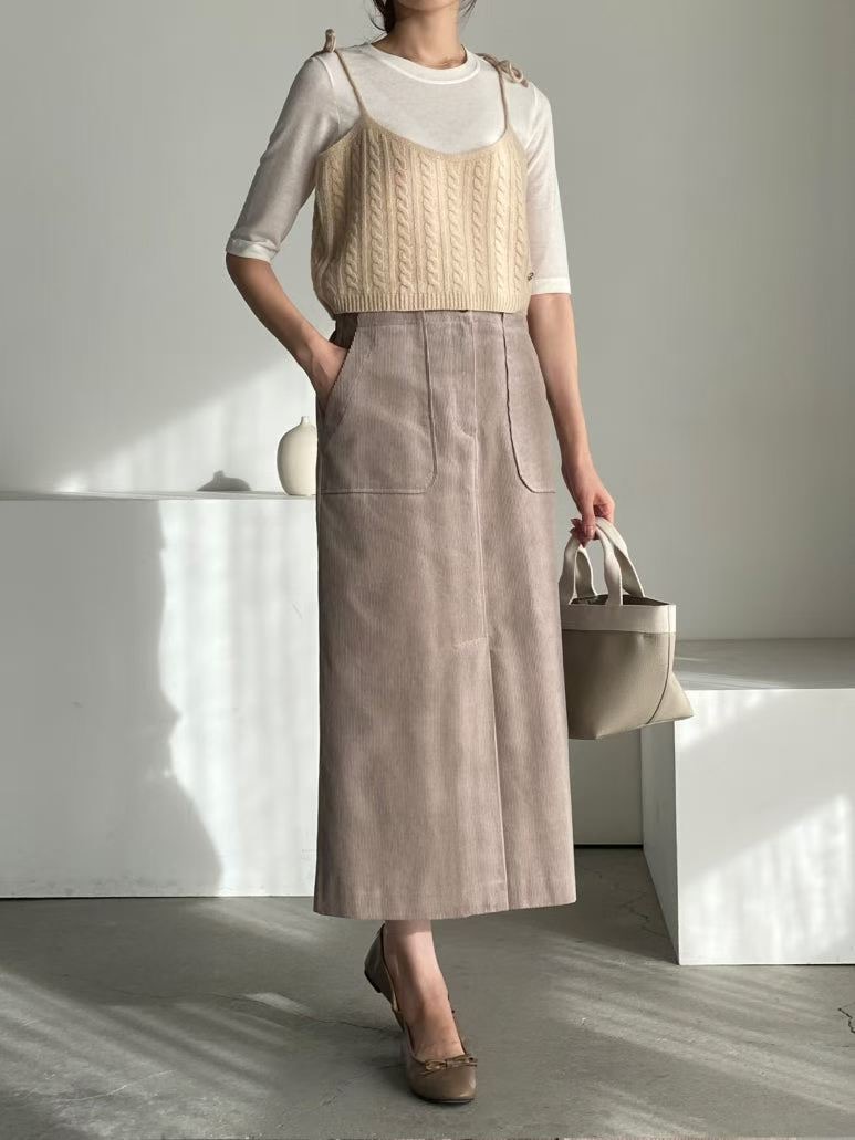 BARISTAR東大門㊣直郵女士新品時尚人氣職業熱賣推薦長裙口袋BARI BARI長裙圖色2