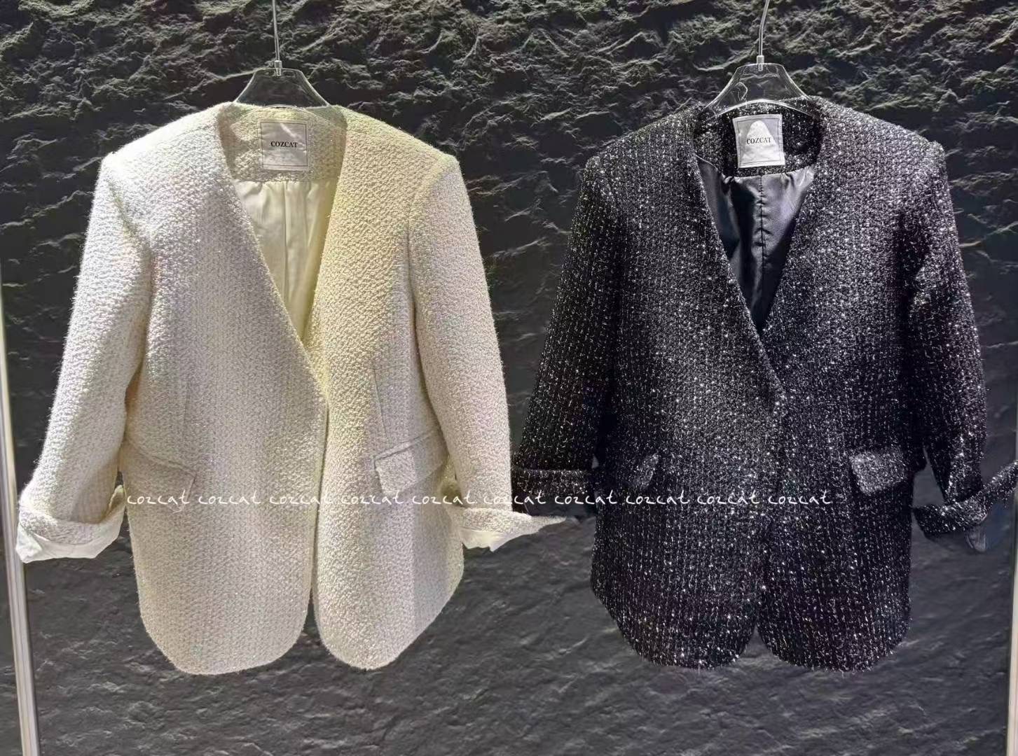 COZCAT-코즈켓-T東大門㊣直郵女士新品職業推薦夾克粗花呢COZCAT夾克