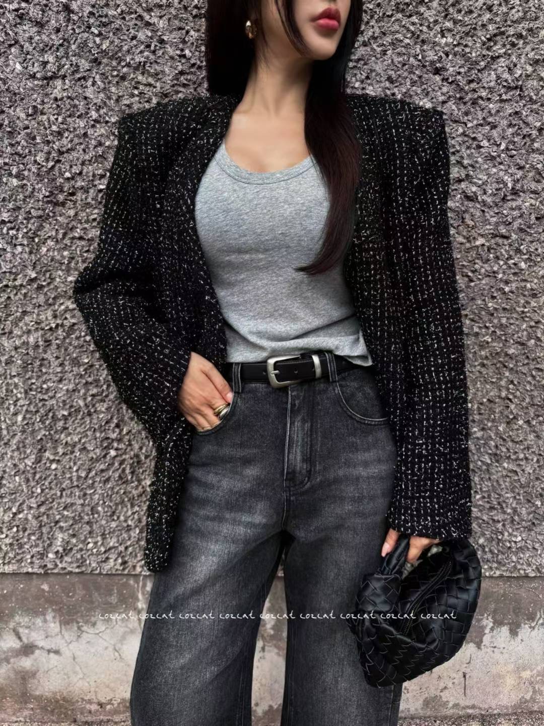 COZCAT-코즈켓-T東大門㊣直郵女士新品職業推薦夾克粗花呢COZCAT夾克圖色2