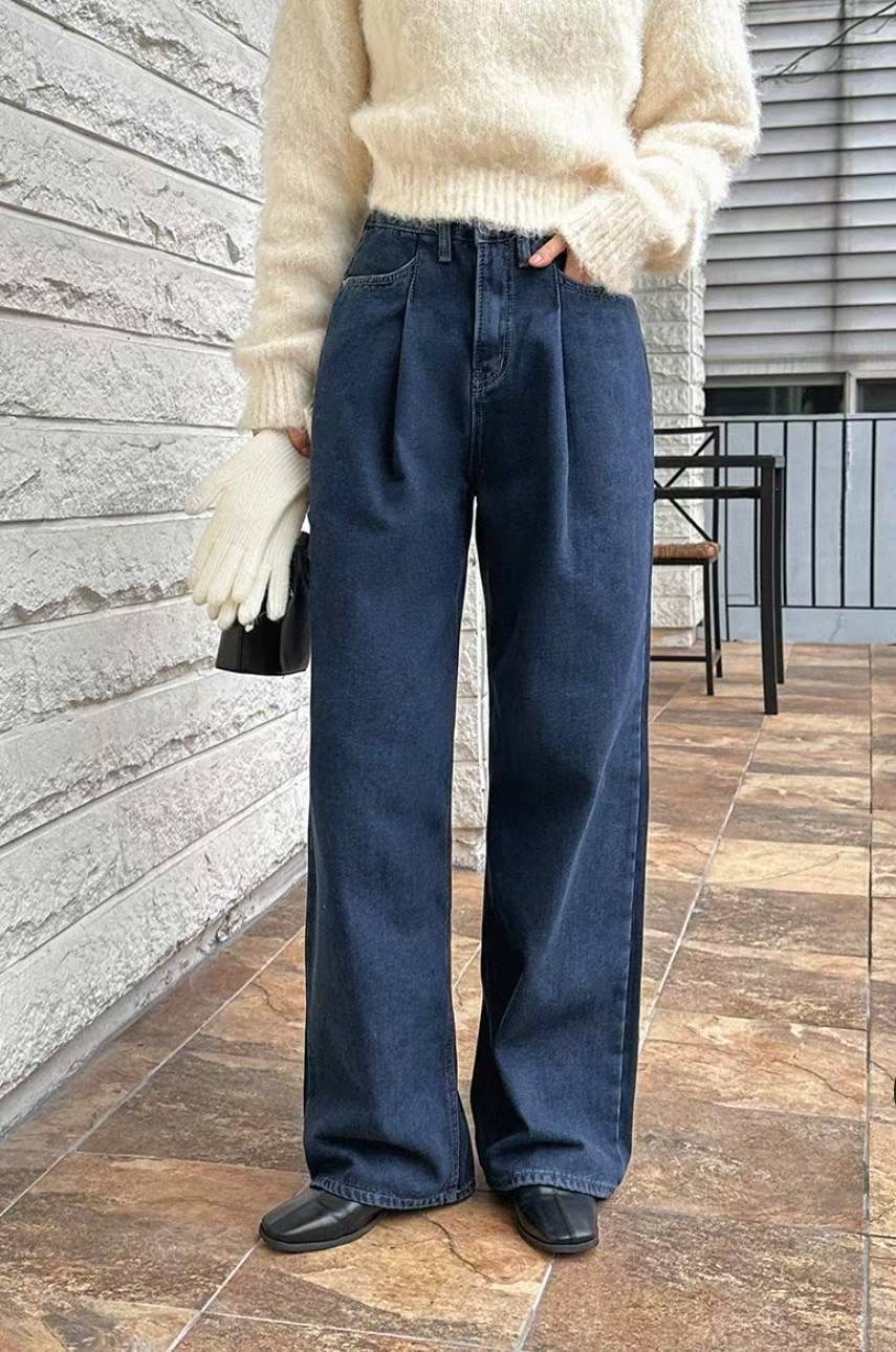 PI2韓國直郵㊣女士新品熱賣推薦人氣職業時尚休閑牛仔褲加絨Pi2牛仔褲