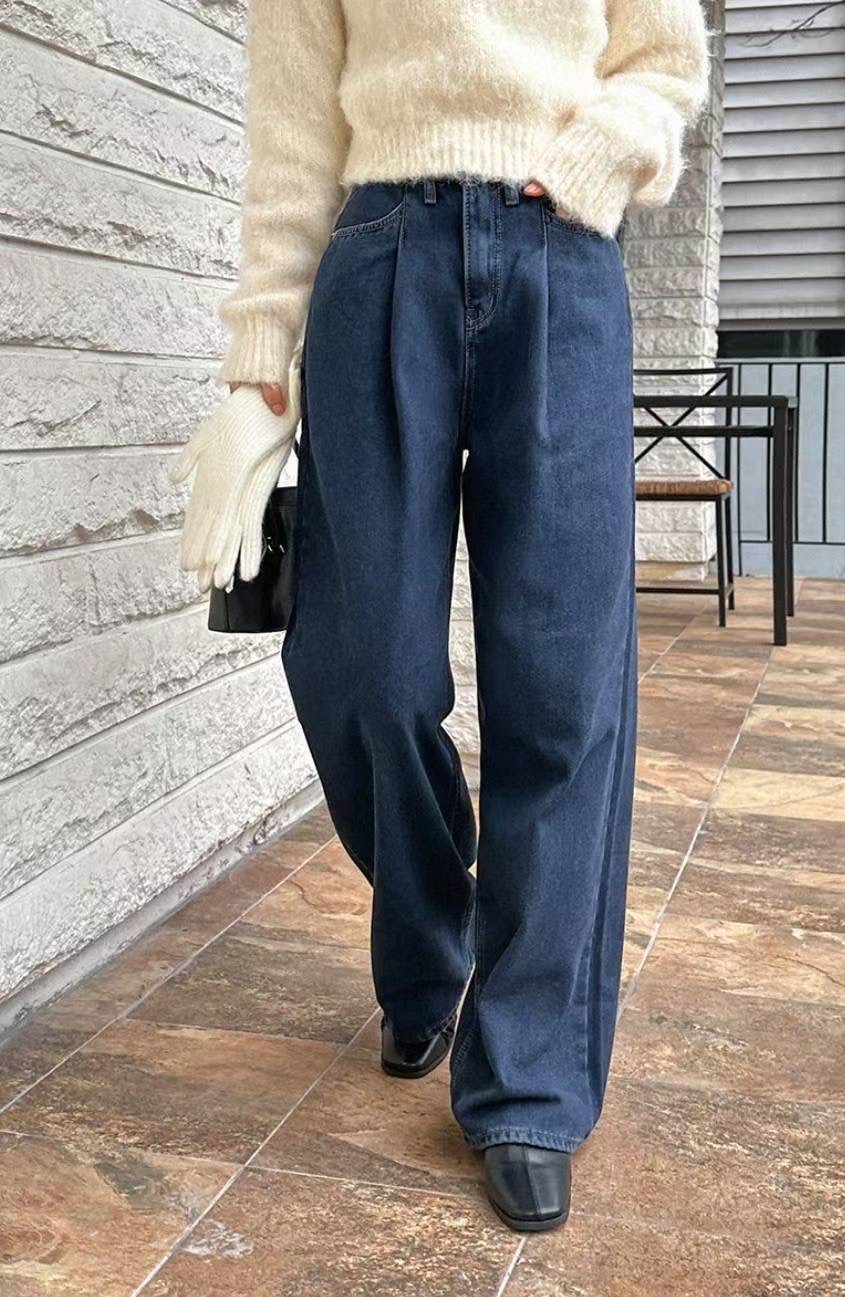 PI2韓國直郵㊣女士新品熱賣推薦人氣職業時尚休閑牛仔褲加絨Pi2牛仔褲圖色1