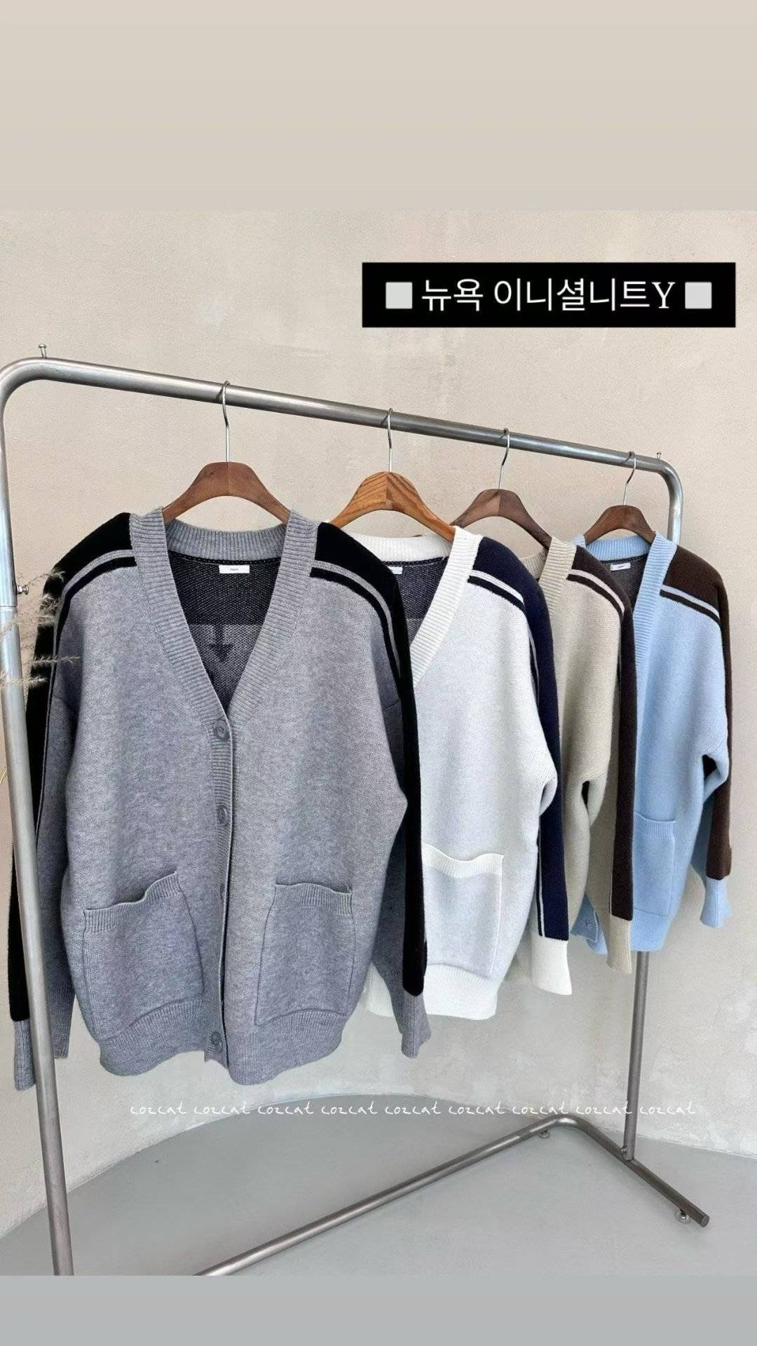 COZCAT-코즈켓-T韓國直郵㊣女裝新品職業時尚休閑針織衫開衫COZCAT針織衫圖色2左二色