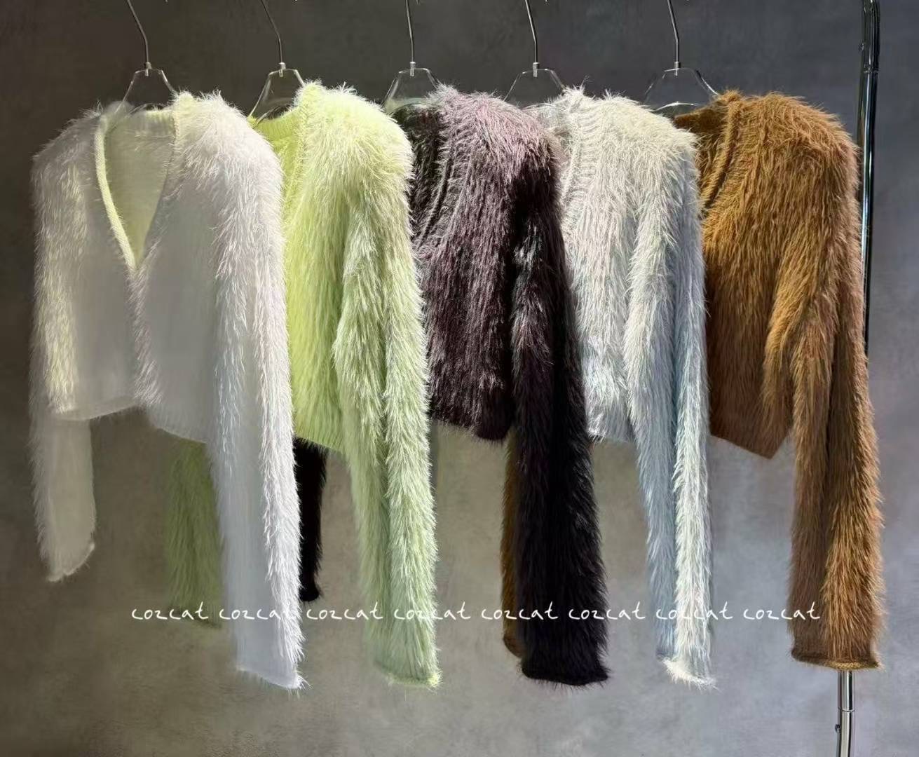 COZCAT-코즈켓-T東大門㊣直郵女裝新品25秋冬針織衫貂皮開衫COZCAT-2件起針織衫