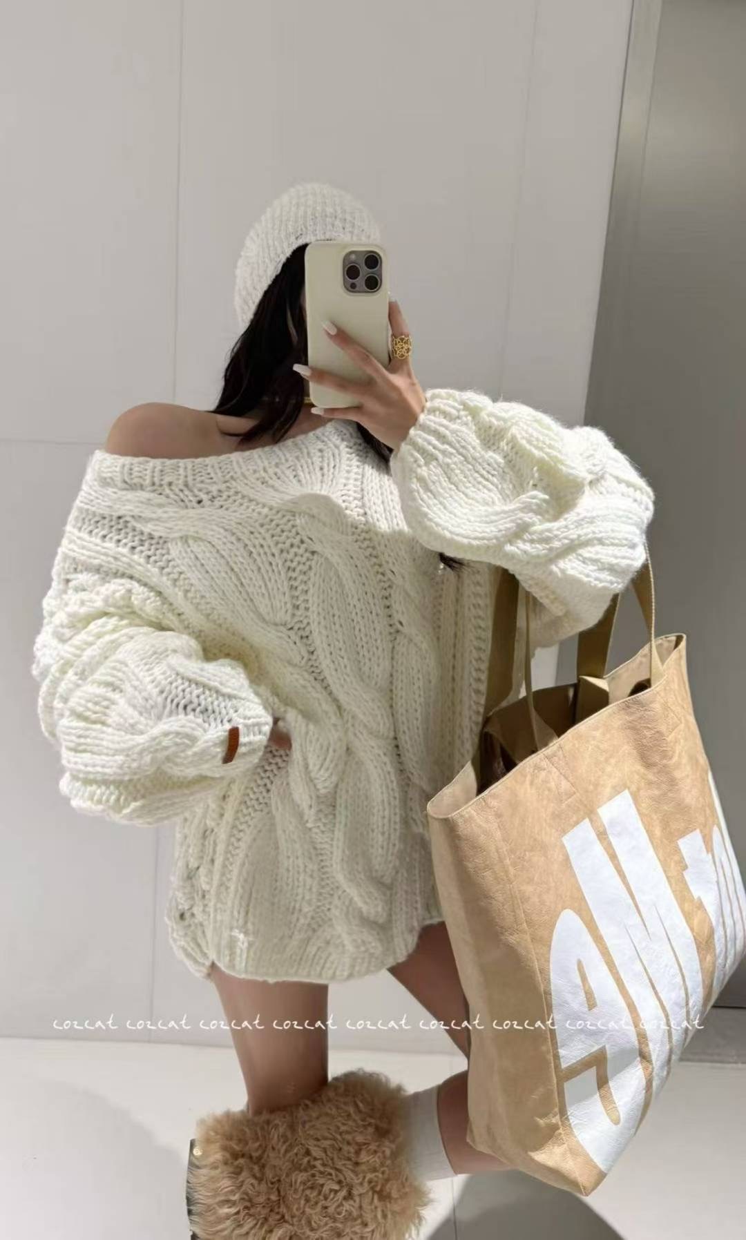 COZCAT-코즈켓-T東大門㊣代購女裝新款職業時尚毛衣手工針織COZCAT毛衣圖色2