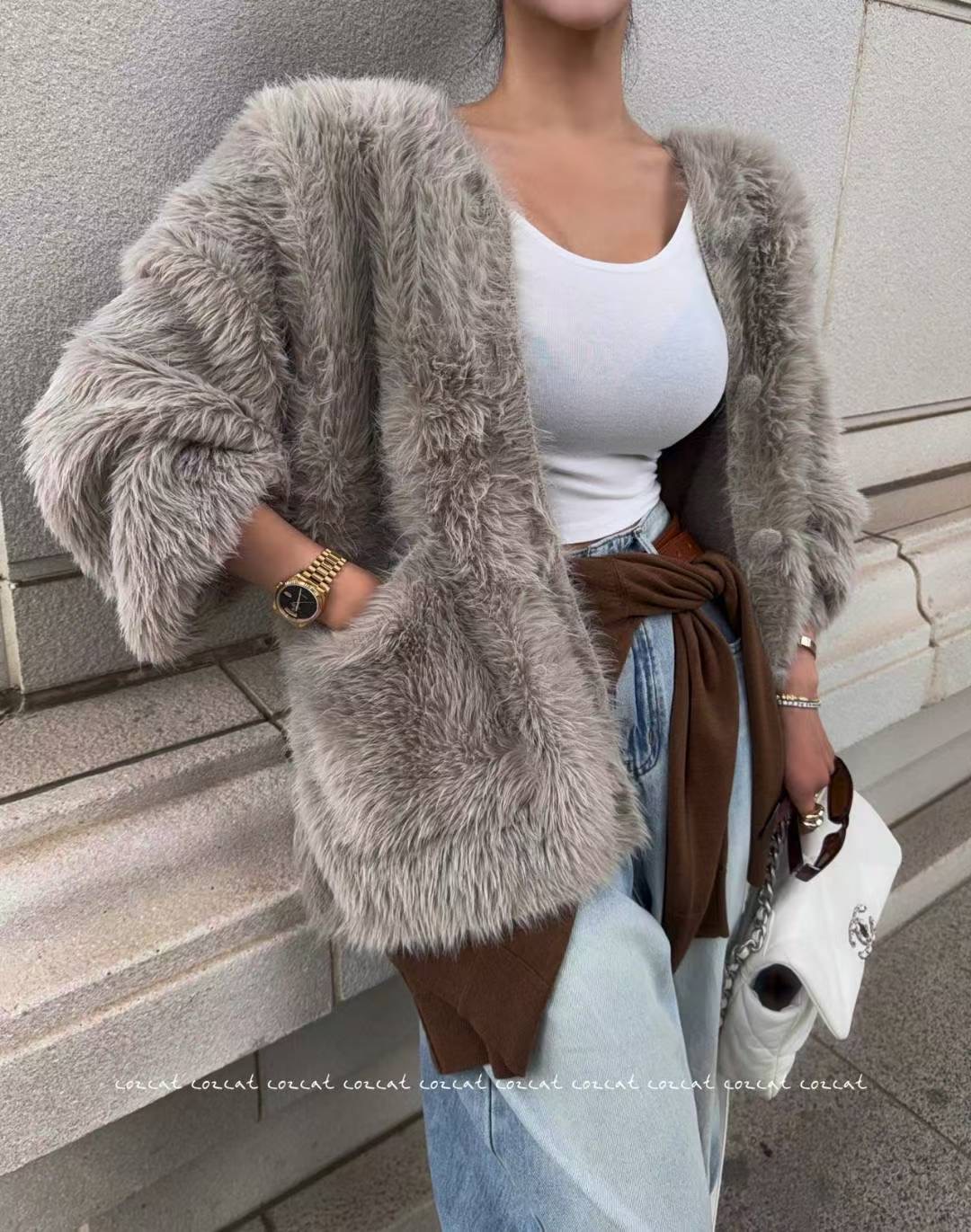 COZCAT-코즈켓-T東大門㊣代購女裝新款休閑25秋冬夾克貂皮COZCAT夾克