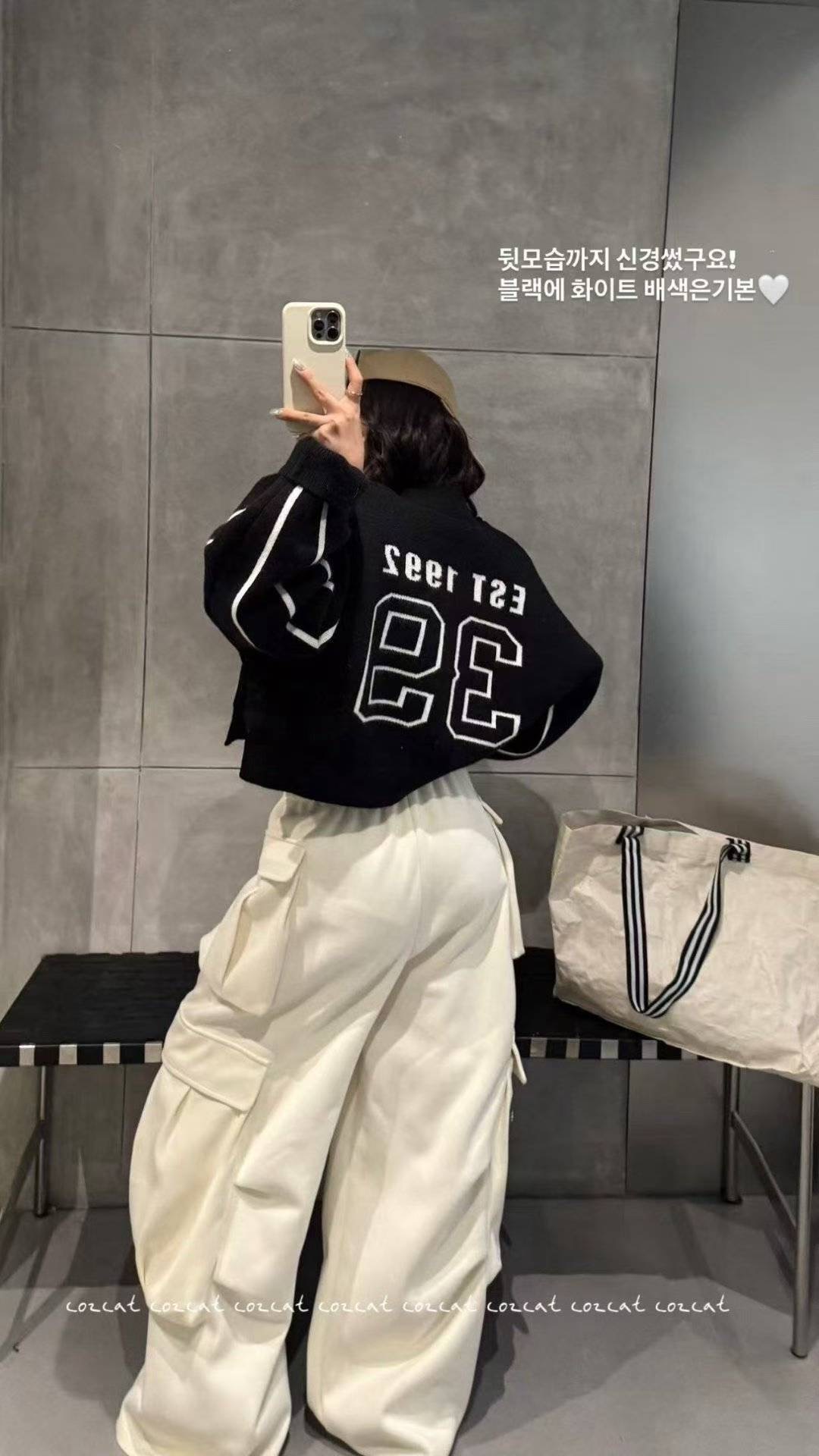 COZCAT-코즈켓-T東大門㊣直郵女裝新款職業真品針織衫條紋COZCAT針織衫