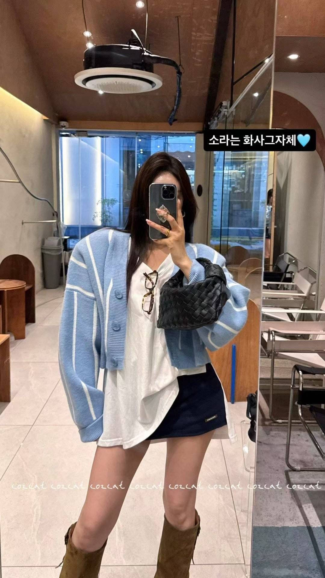 COZCAT-코즈켓-T東大門㊣直郵女裝新款職業真品針織衫條紋COZCAT針織衫圖色4