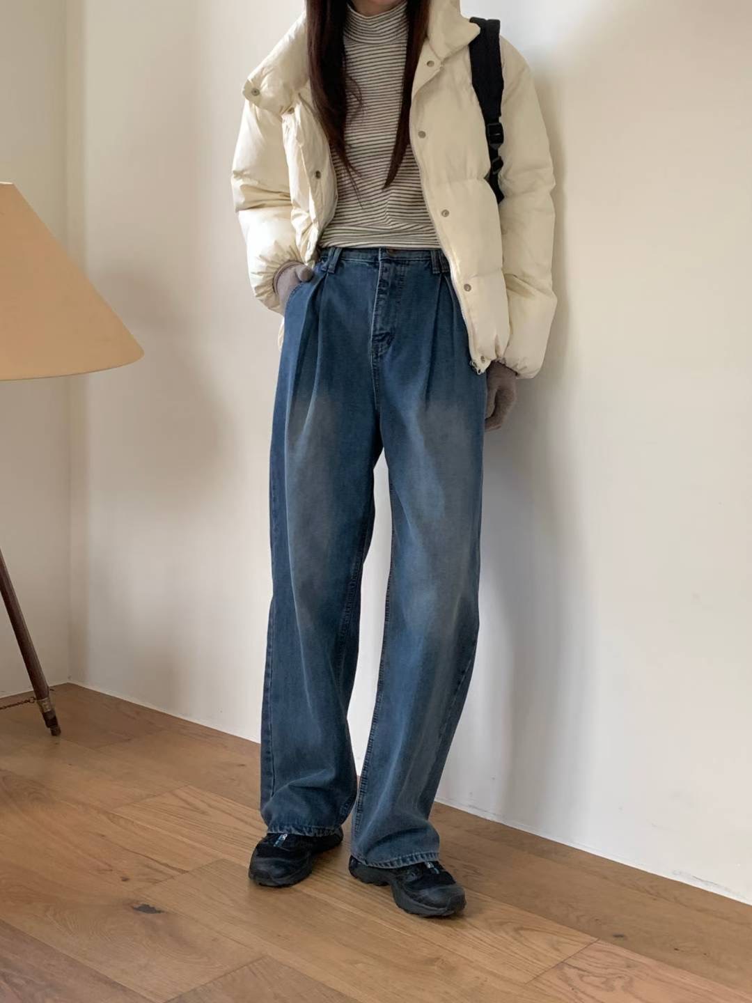 PI2韓國代購㊣女士新款職業熱賣真品休閑25秋冬人氣牛仔褲加絨Pi2牛仔褲