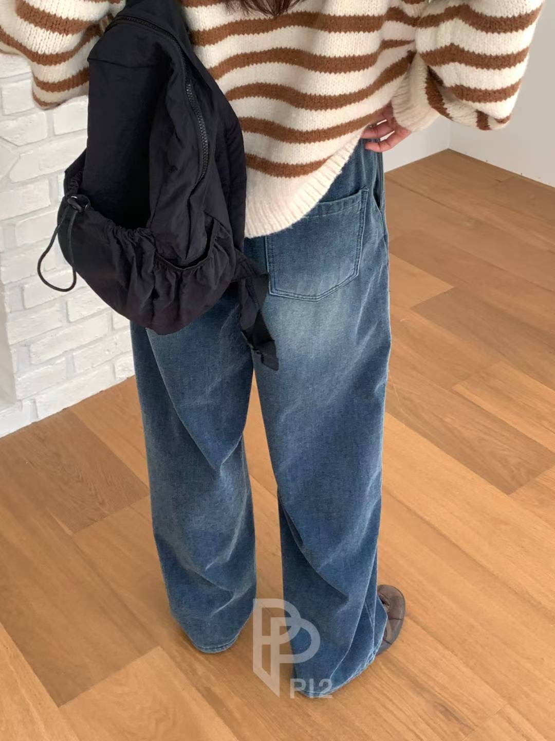 PI2東大門㊣直郵女裝新款推薦真品人氣時尚25秋冬牛仔褲加絨Pi2牛仔褲