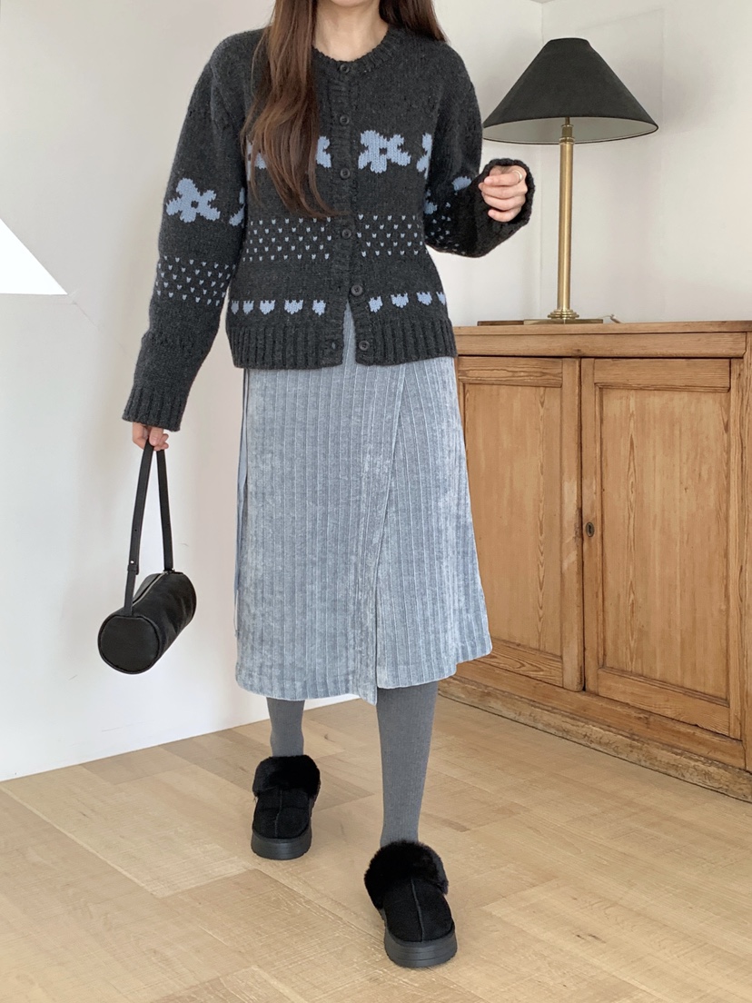 RE:OPENING韓國直郵㊣女裝新品25秋冬時尚半身裙中短裙天鵝絨RE:OPENING半身裙/中短裙