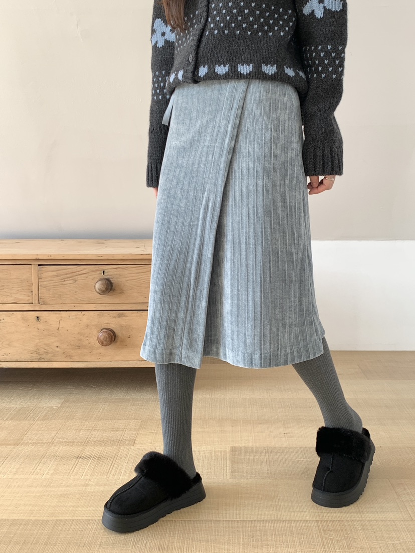 RE:OPENING韓國直郵㊣女裝新品25秋冬時尚半身裙中短裙天鵝絨RE:OPENING半身裙/中短裙