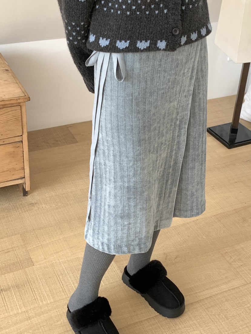 RE:OPENING韓國直郵㊣女裝新品25秋冬時尚半身裙中短裙天鵝絨RE:OPENING半身裙/中短裙