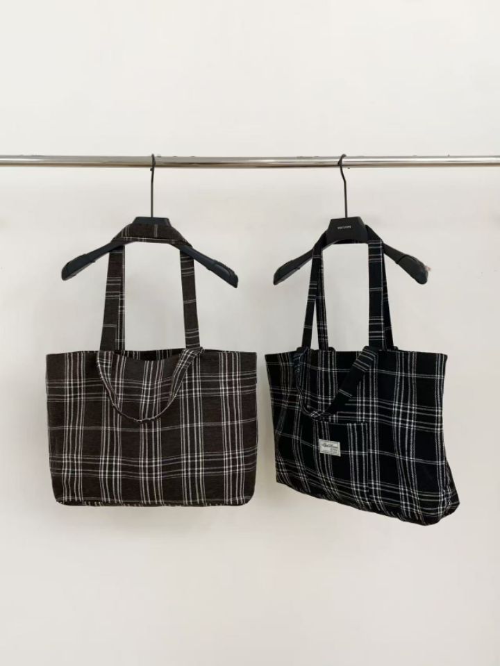 STAY HERE東大門㊣直郵女士新品25秋冬推薦單肩斜跨包格紋STAY HERE單肩/斜跨包