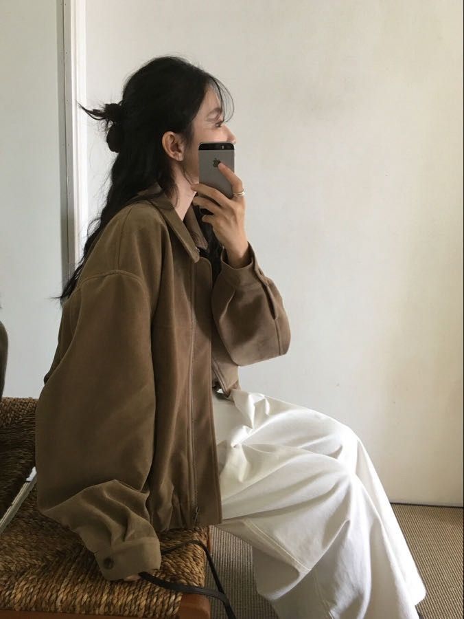 STAY HERE東大門㊣直郵女士新款25秋冬休閑人氣夾克絨面革STAY HERE夾克