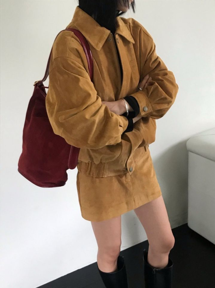 STAY HERE東大門㊣實拍女裝新款休閑職業熱賣25秋冬套裝絨面革STAY HERE套裝
