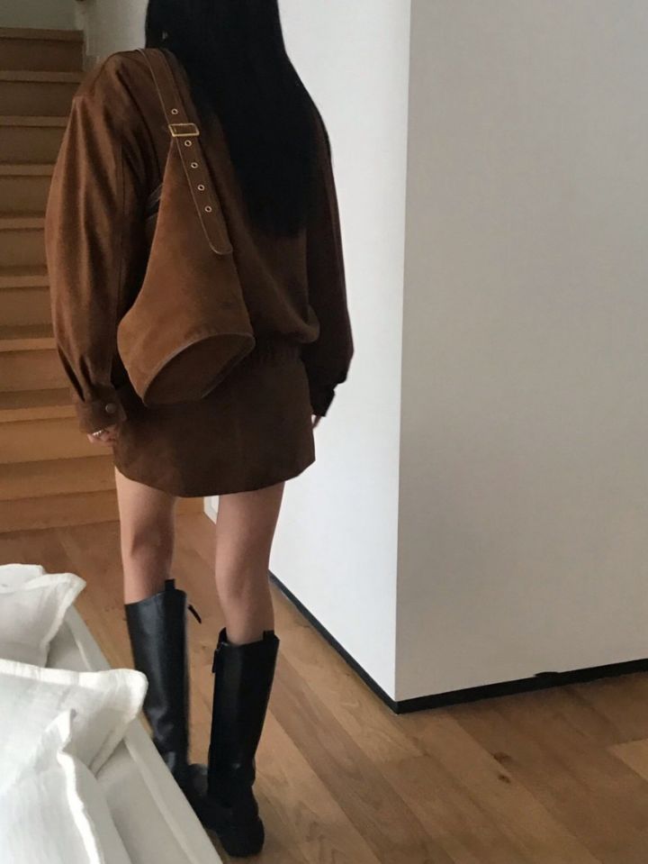 STAY HERE東大門㊣實拍女裝新款休閑職業熱賣25秋冬套裝絨面革STAY HERE套裝