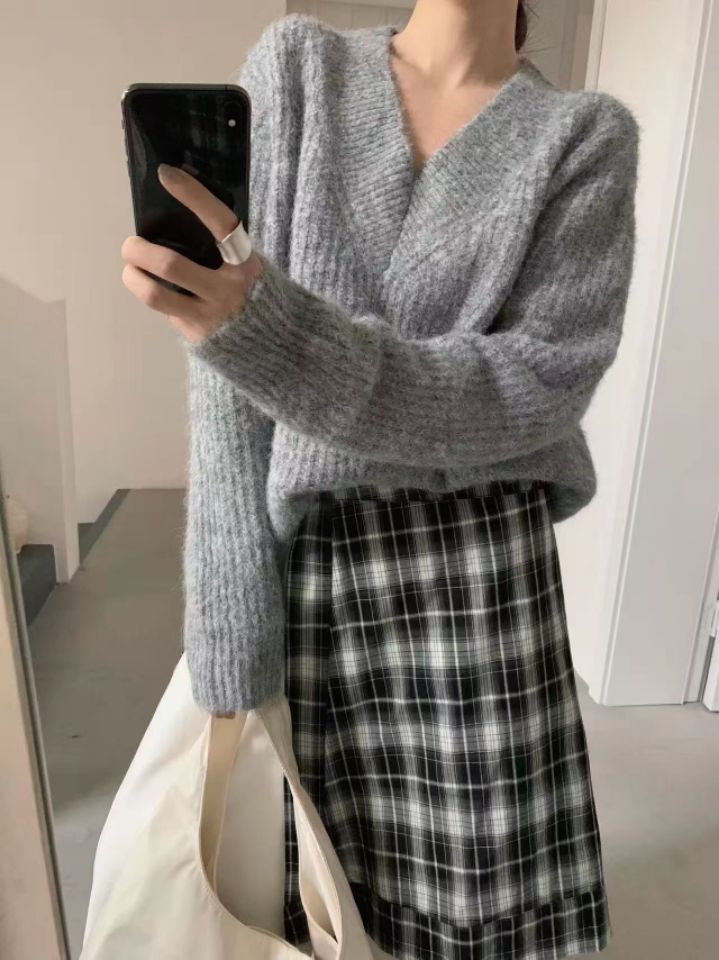 STAY HERE韓國直郵㊣女士新款休閑25秋冬推薦真品針織衫V領STAY HERE針織衫