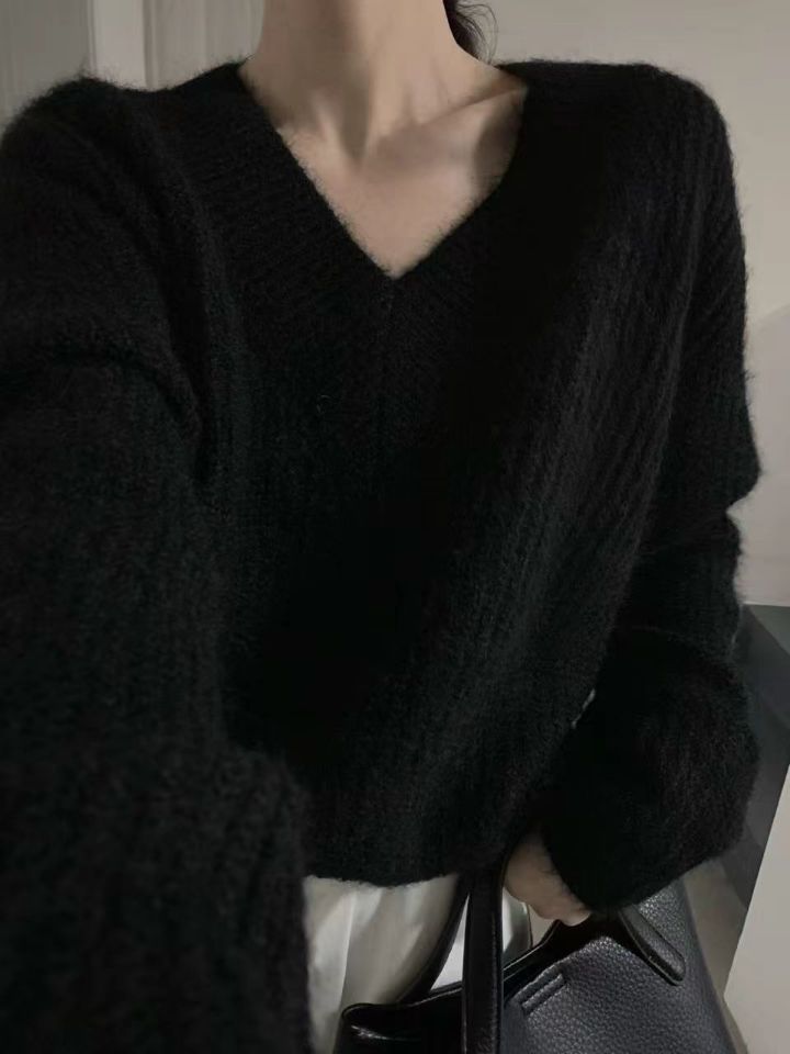 STAY HERE韓國直郵㊣女士新款休閑25秋冬推薦真品針織衫V領STAY HERE針織衫