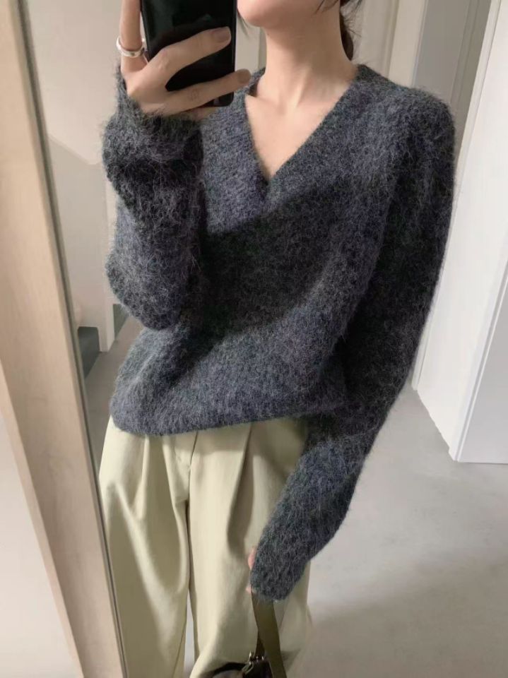 STAY HERE韓國直郵㊣女士新款休閑25秋冬推薦真品針織衫V領STAY HERE針織衫圖色3
