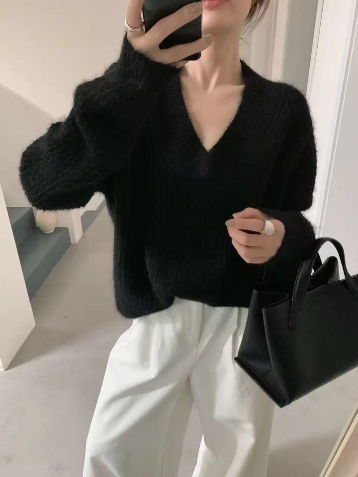 STAY HERE韓國直郵㊣女士新款休閑25秋冬推薦真品針織衫V領STAY HERE針織衫圖色4