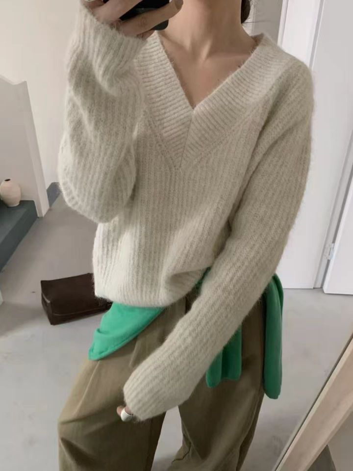 STAY HERE韓國直郵㊣女士新款休閑25秋冬推薦真品針織衫V領STAY HERE針織衫圖色5