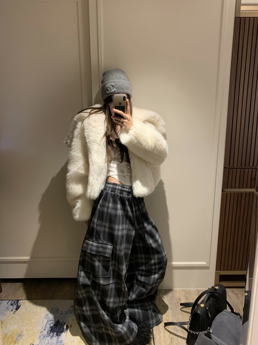 VIRKIN東大門㊣實拍女士新款25秋冬推薦時尚熱賣休閑褲格紋VIRKIN休閑褲