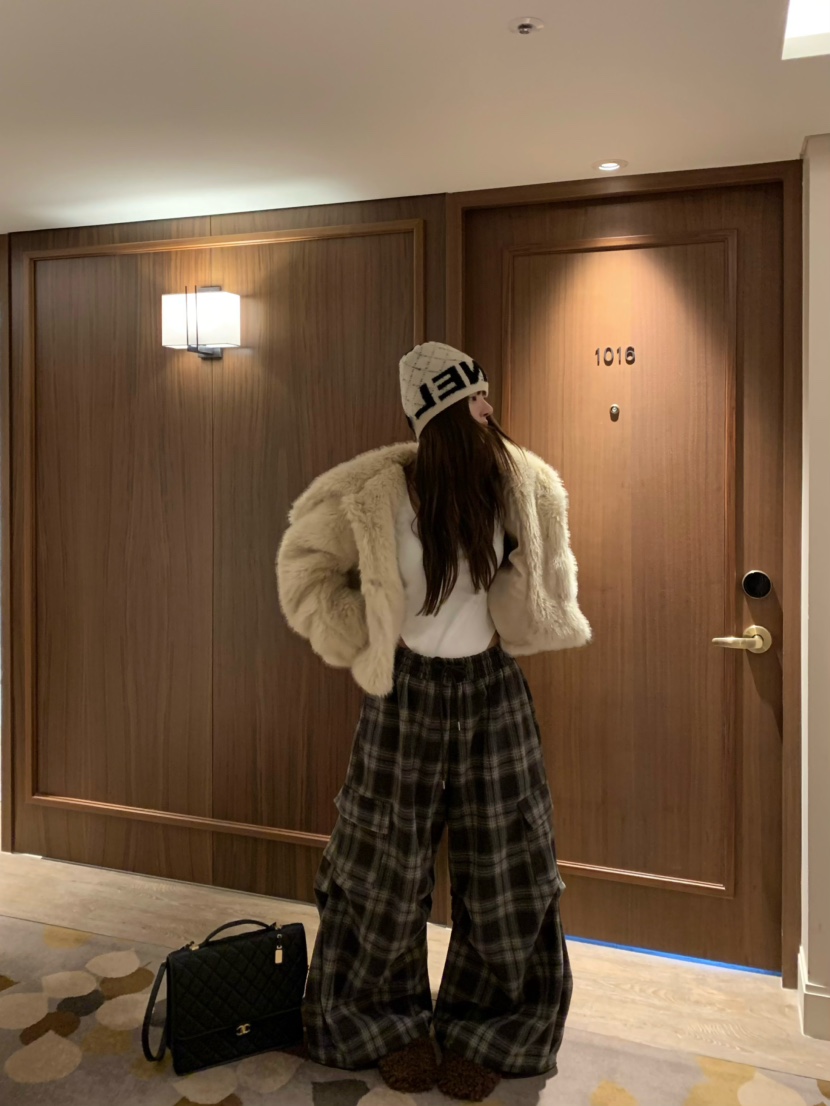 VIRKIN東大門㊣實拍女士新款25秋冬推薦時尚熱賣休閑褲格紋VIRKIN休閑褲