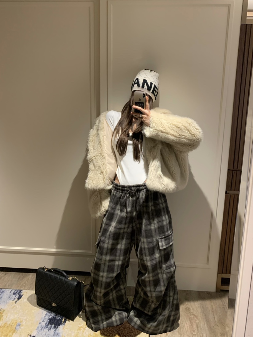 VIRKIN東大門㊣實拍女士新款25秋冬推薦時尚熱賣休閑褲格紋VIRKIN休閑褲