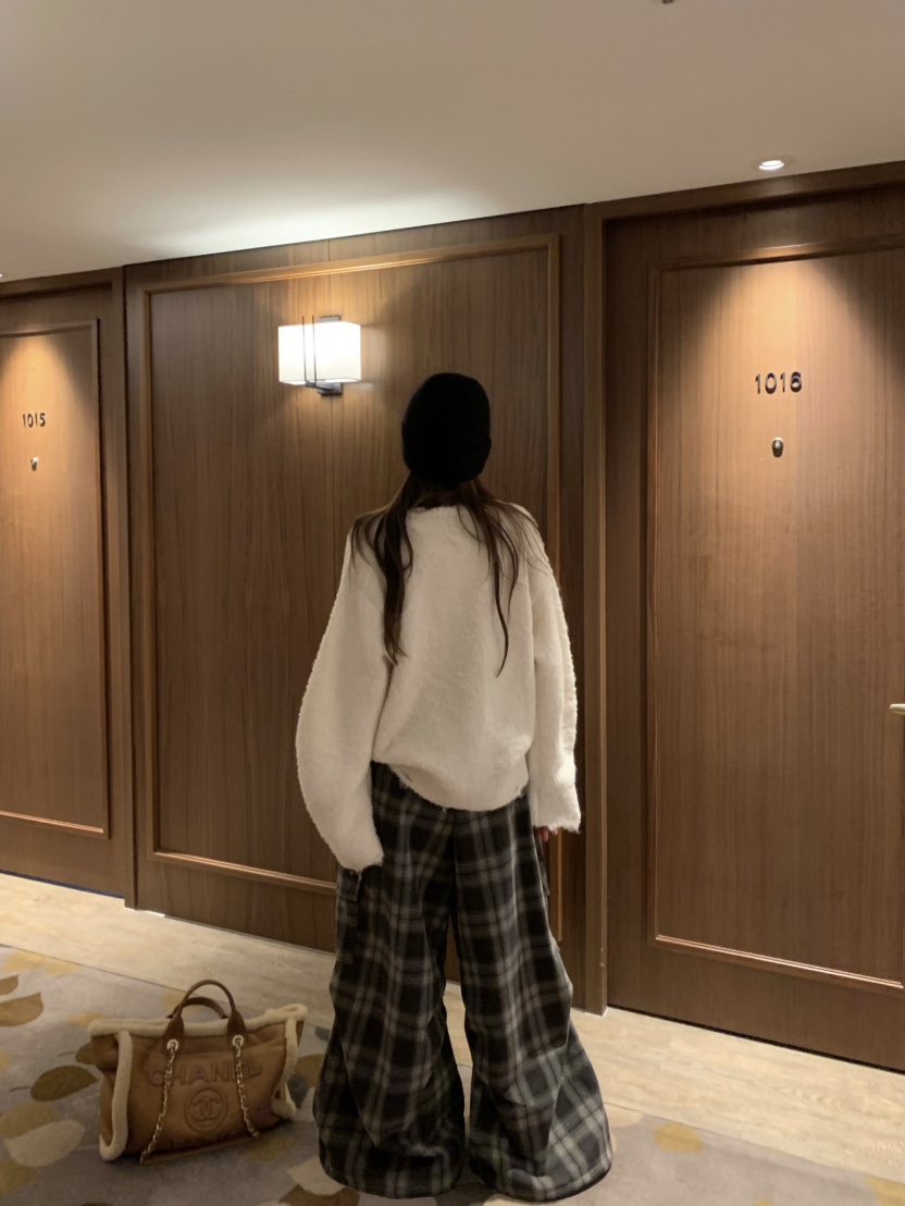 VIRKIN東大門㊣實拍女士新款25秋冬推薦時尚熱賣休閑褲格紋VIRKIN休閑褲