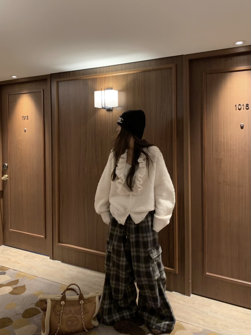 VIRKIN東大門㊣實拍女士新款25秋冬推薦時尚熱賣休閑褲格紋VIRKIN休閑褲