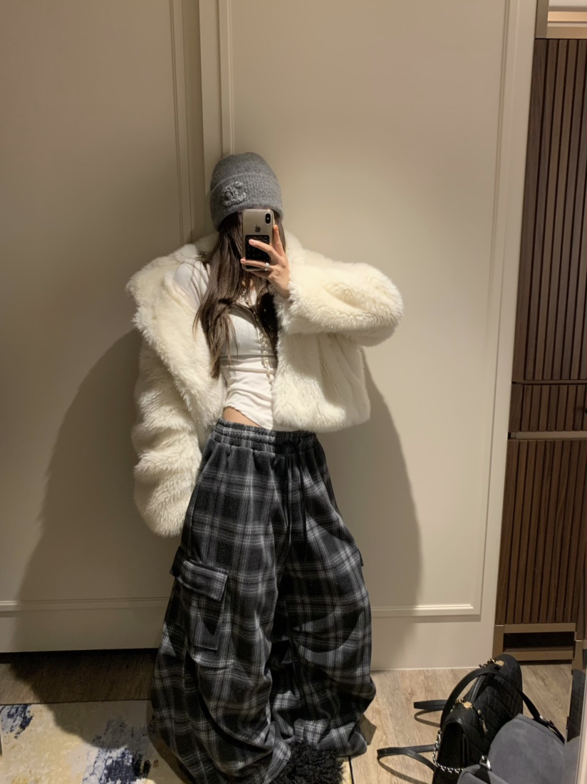 VIRKIN東大門㊣實拍女士新款25秋冬推薦時尚熱賣休閑褲格紋VIRKIN休閑褲