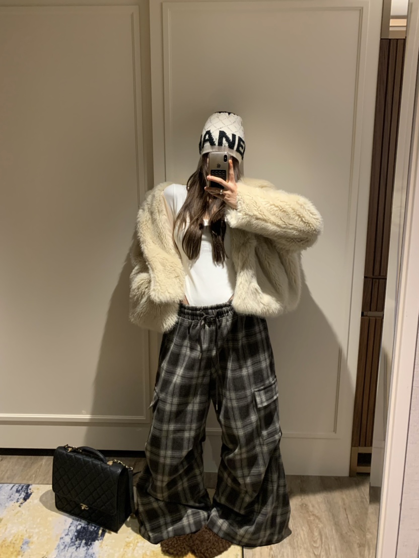 VIRKIN東大門㊣實拍女士新款25秋冬推薦時尚熱賣休閑褲格紋VIRKIN休閑褲