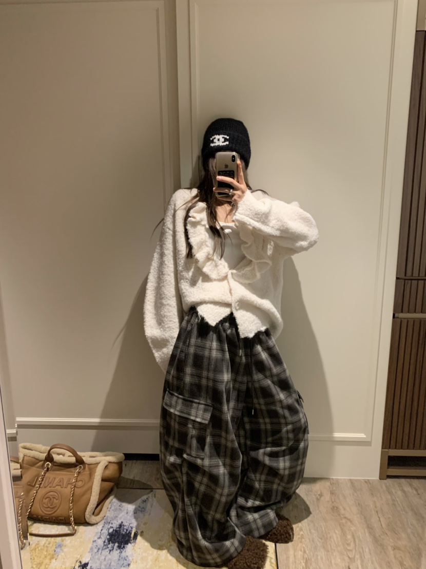 VIRKIN東大門㊣實拍女士新款25秋冬推薦時尚熱賣休閑褲格紋VIRKIN休閑褲